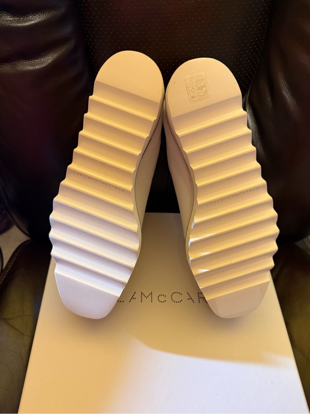 Stella McCartney White Platform Lace-Up Sneakers with Black & Navy Accents - Picture 4 of 7